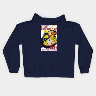 Digitally Restored Vintage Public Health Poster to fight Tuberculosis, WPA Poster Kids Hoodie